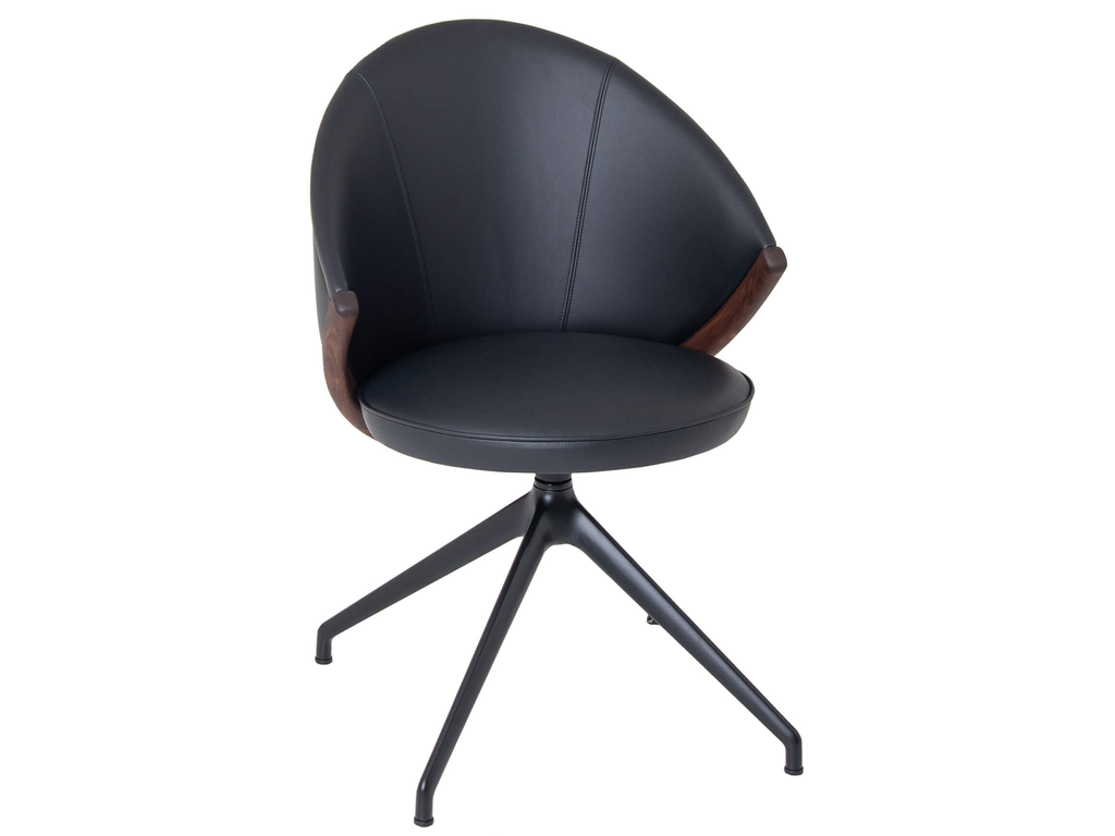 Willisau Bow Stuhl in Leder Nero