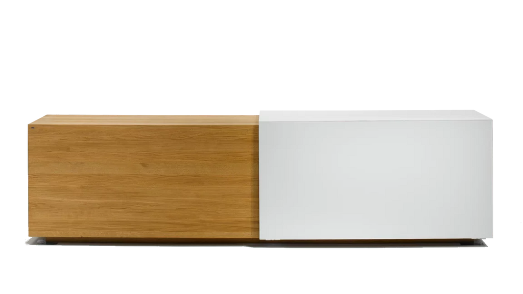 Team 7 cubus Sideboard mit Farbglas weiß
