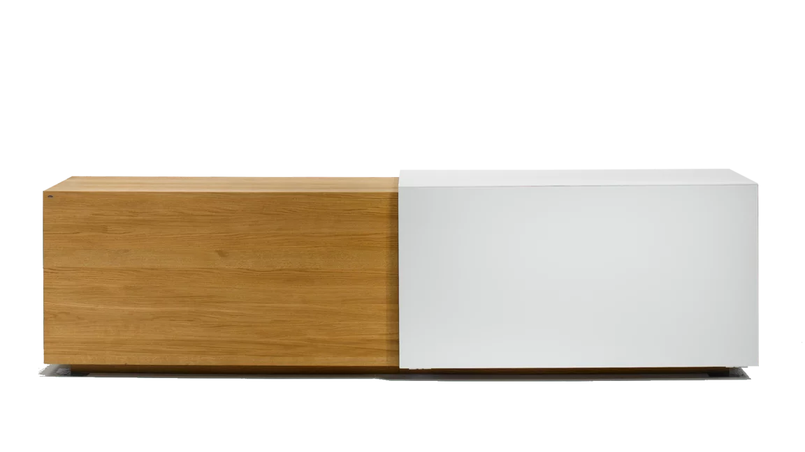 Team 7 cubus Sideboard mit Farbglas weiß