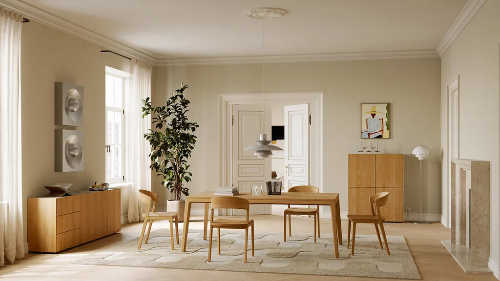 Team 7 mylon Tisch mit mylon Stühlen im Esszimmer