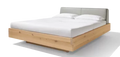 Team 7 nox Bett in Eiche Wild Weiöl mit Lederkopfteil
