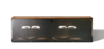 Team 7 nox Sideboard in Nussbaum mit Glasfront