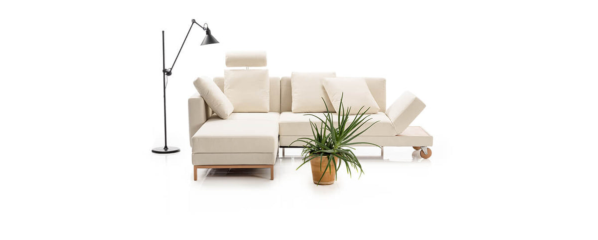 Brühl Four-Two Ecksofa in Stoff, Holzkufen