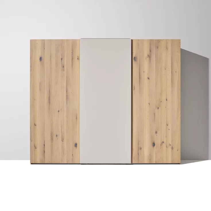 Team 7 soft Kleiderschrank in Eiche Wild Weiöl mit Farbglas