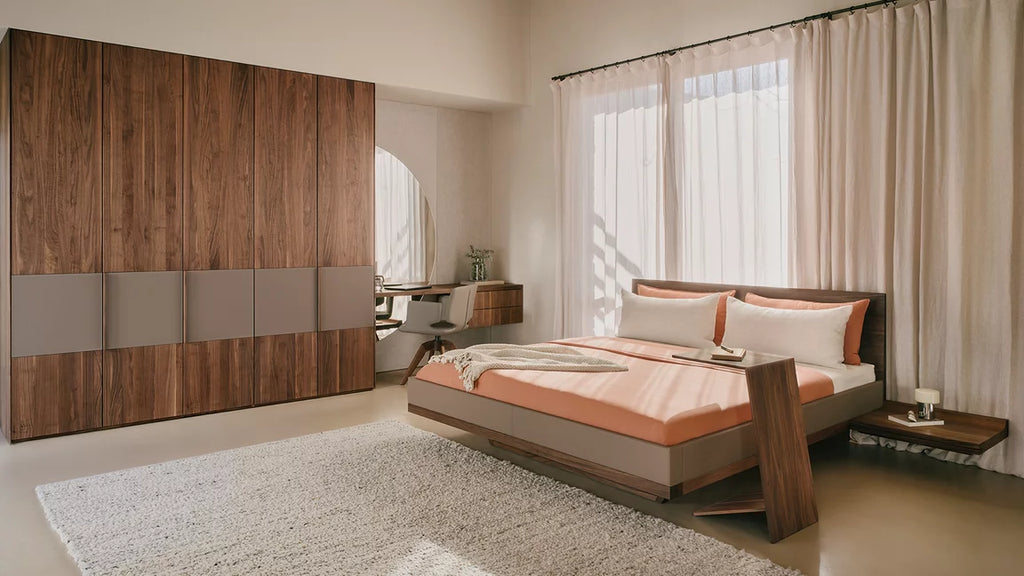 Team 7 riletto Bett mit valore Kleiderschrank im Schlafzimmer